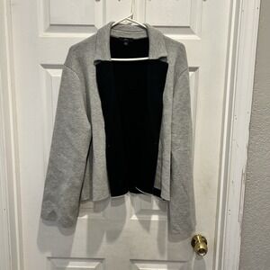 J‎ Crew Women Colorblock Cardigan Sweater Jacket Light Gray Black Merino Blend L